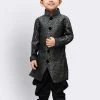 JBN Creation Boys' Grey Silk Blend Sherwani