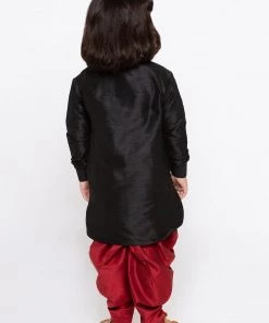 Vastramay Silk Blend Black And Maroon Baap Beta Dhoti Kurta Set 16 Vastramay Silk Blend Black And Maroon Baap Beta Dhoti Kurta Set