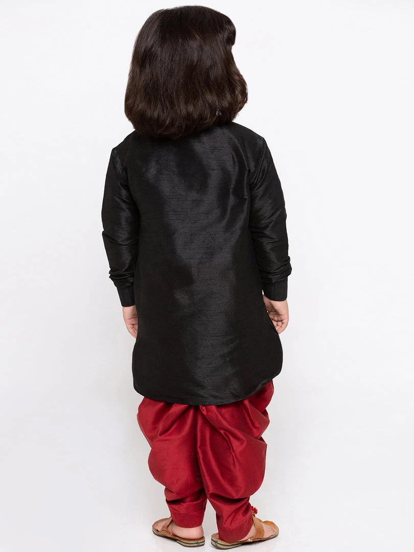 Vastramay Silk Blend Black And Maroon Baap Beta Dhoti Kurta Set 8 Vastramay Silk Blend Black And Maroon Baap Beta Dhoti Kurta Set