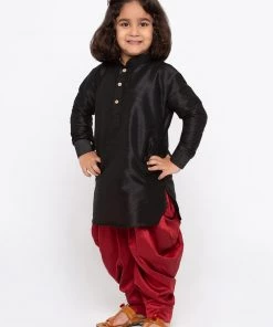 Vastramay Silk Blend Black And Maroon Baap Beta Dhoti Kurta Set 15 Vastramay Silk Blend Black And Maroon Baap Beta Dhoti Kurta Set