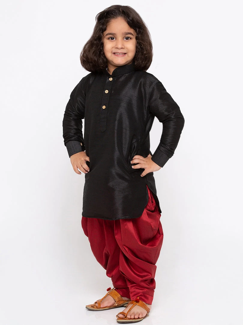 Vastramay Silk Blend Black And Maroon Baap Beta Dhoti Kurta Set 7 Vastramay Silk Blend Black And Maroon Baap Beta Dhoti Kurta Set