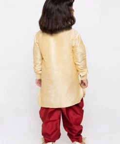JBN Creation Boys' Gold Cotton Silk Kurta And Dhoti Pant Set 11 JBN Creation Boys' Gold Cotton Silk Kurta And Dhoti Pant Set