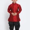 JBN Creation Boys' Maroon Cotton Silk Kurta And Dhoti Pant Set