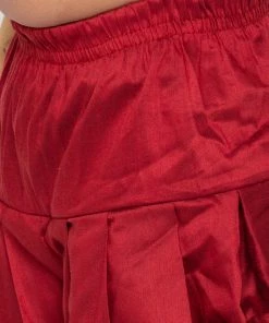 Vastramay Silk Blend Rose Gold And Maroon Baap Beta Dhoti Kurta Set