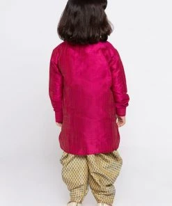 JBN Creation Buy 1 Get 1 Boys' Pink Cotton Silk Kurta And Dhoti Pant Set