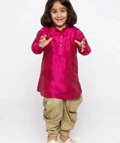 JBN Creation Buy 1 Get 1 Boys' Pink Cotton Silk Kurta And Dhoti Pant Set