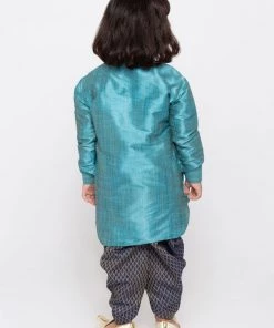 JBN Creation Boys' Blue Cotton Silk Kurta And Dhoti Pant Set 12 JBN Creation Boys' Blue Cotton Silk Kurta And Dhoti Pant Set
