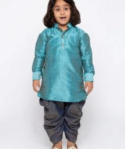 JBN Creation Boys' Blue Cotton Silk Kurta And Dhoti Pant Set 14 JBN Creation Boys' Blue Cotton Silk Kurta And Dhoti Pant Set