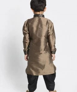 JBN Creation Boys' Black Cotton Silk Blend Kurta And Dhoti Pant Set