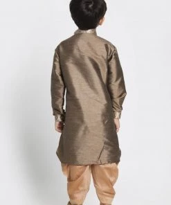 JBN Creation Boys' Bronze Cotton Silk Blend Kurta And Dhoti Pant Set 12 JBN Creation Boys' Bronze Cotton Silk Blend Kurta And Dhoti Pant Set