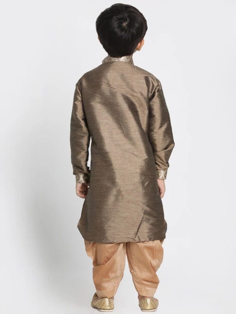 JBN Creation Boys' Bronze Cotton Silk Blend Kurta And Dhoti Pant Set 6 JBN Creation Boys' Bronze Cotton Silk Blend Kurta And Dhoti Pant Set