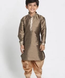 JBN Creation Boys' Bronze Cotton Silk Blend Kurta And Dhoti Pant Set 14 JBN Creation Boys' Bronze Cotton Silk Blend Kurta And Dhoti Pant Set