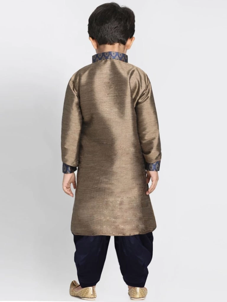 JBN Creation Boys' Bronze Cotton Silk Blend Kurta And Dhoti Pant Set 6 JBN Creation Boys' Bronze Cotton Silk Blend Kurta And Dhoti Pant Set