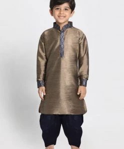 JBN Creation Boys' Bronze Cotton Silk Blend Kurta And Dhoti Pant Set 14 JBN Creation Boys' Bronze Cotton Silk Blend Kurta And Dhoti Pant Set