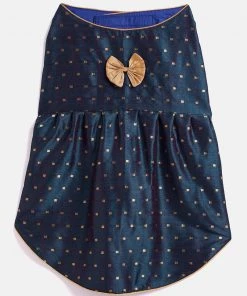 Vastramay Blue And Gold Silk Blend Siblings Set For Dogs Rakhi