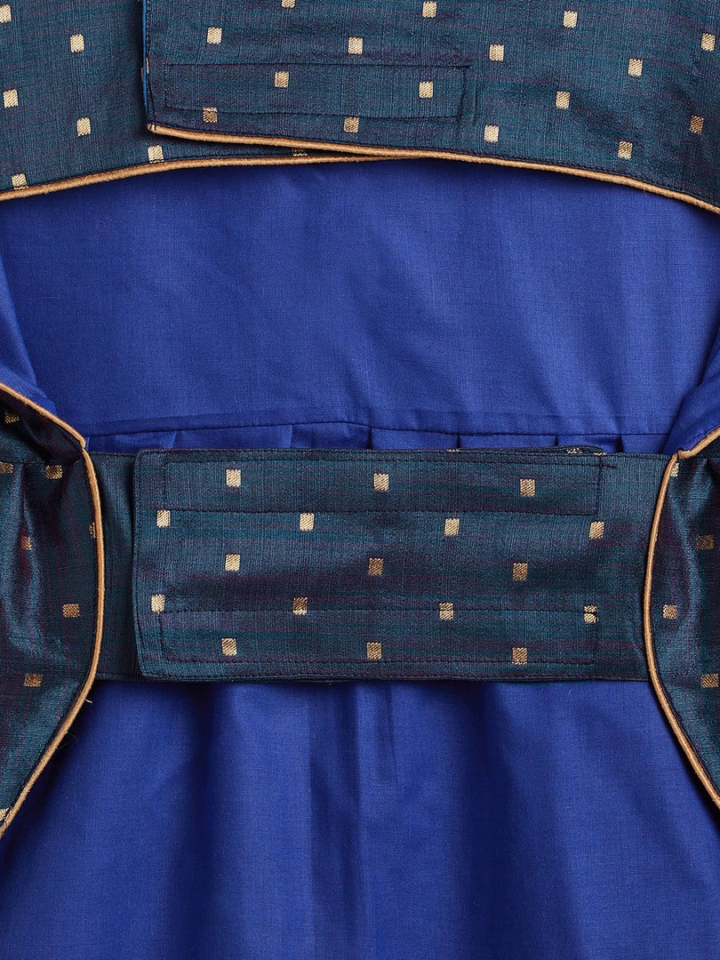 Vastramay Dogs' Blue And Gold Silk Blend Dress Ethnic Wear For Pets 7 Vastramay Dogs' Blue And Gold Silk Blend Dress Ethnic Wear For Pets