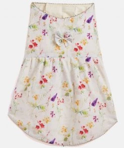 Vastramay Cream Floral Printed Cotton Blend Siblings Set For Dogs Rakhi