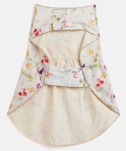 Vastramay Cream Floral Printed Cotton Blend Siblings Set For Dogs Rakhi