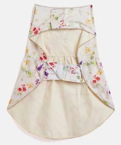 Vastramay Dogs' Cream Floral Printed Cotton Blend Dress