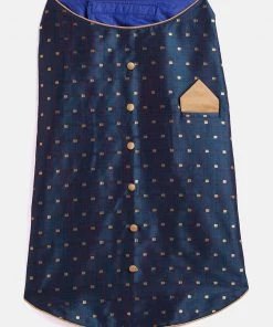 Vastramay Blue And Gold Silk Blend Siblings Set For Dogs Rakhi