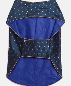 Vastramay Blue And Gold Silk Blend Siblings Set For Dogs Rakhi
