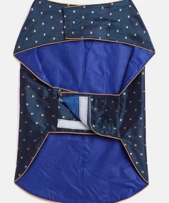 Vastramay Blue And Gold Silk Blend Siblings Set For Dogs Rakhi