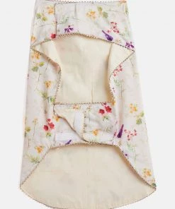 Ethnic Wear For Pets Vastramay Dogs' Cream Floral Printed Cotton Blend Ethnic Jacket