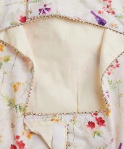 Vastramay Cream Floral Printed Cotton Blend Siblings Set For Dogs Rakhi