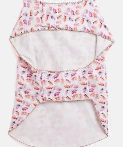 Vastramay Dogs' White Abstract Printed Cotton Blend Ethnic Jacket Ethnic Wear For Pets