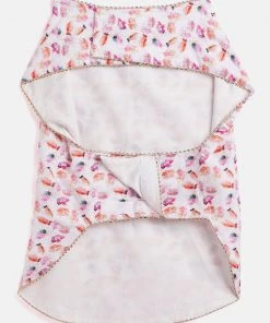 Vastramay Dogs' White Abstract Printed Cotton Blend Ethnic Jacket Ethnic Wear For Pets