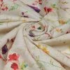 Vastramay Floral Printed Cream Cotton Linen Blend Fabric