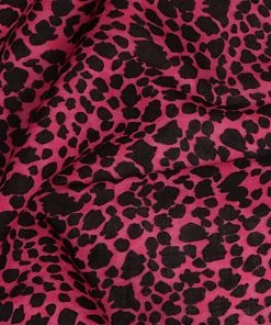 Vastramay Cheetah Print Pink Base Cotton Blend Running Fabric