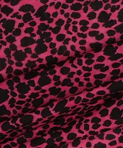Vastramay Cheetah Print Pink Base Cotton Blend Running Fabric
