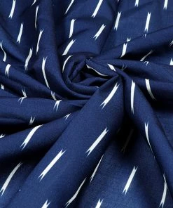 Vastramay Ikkat Printed Navy Blue Pure Cotton Fabric