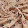Vastramay Floral Printed Peach And Red Cotton Linen Blend Fabric