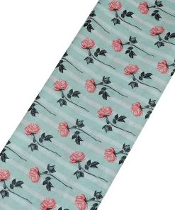 Vastramay Floral Printed Mint Green And Rose Pink Cotton Linen Blend Fabric