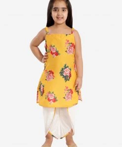 Vastramay Girls' Floral Printed Cotton Silk Kurta And Tulip Pants 12 Vastramay Girls' Floral Printed Cotton Silk Kurta And Tulip Pants