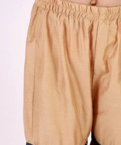 Vastramay Rakhi Girls' Blue Zari Kurta And Rose Gold Sharara Set