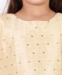 Vastramay Girls' Gold Zari Kurta And Rose Gold Sharara Set 12 Vastramay Girls' Gold Zari Kurta And Rose Gold Sharara Set