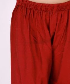 Vastramay Girls' Maroon Zari Kurta And Sharara Set