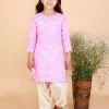 Vastramay Girls' Pink Color Printed Kurta & Cream Patiala Set 2 Vastramay Girls' Pink Color Printed Kurta & Cream Patiala Set