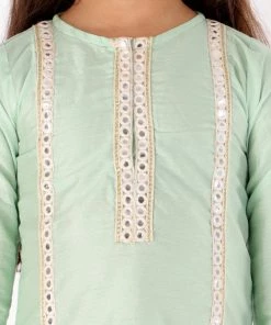 Vastramay Mint Green Viscose Kurta Pyjama Siblings Set 12 Vastramay Mint Green Viscose Kurta Pyjama Siblings Set
