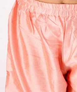 Vastramay Girls' Pink Viscose Kurta And Straight Pant Set