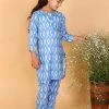 Vastramay Girls' Aqua Blue Kurta And Straight Pant Set