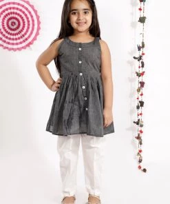 Vastramay Girls' Handloom Cotton Kurta And Straight Pant Set