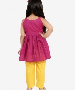 Vastramay Girls' Handloom Cotton Kurta And Straight Pant Set