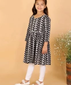 Vastramay Black Pure Cotton Chikankari Siblings Set