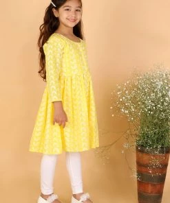 Vastramay Mustared Pure Cotton Chikankari Siblings Set