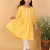 VASTRAMAY Girl's Orange Chikankari Cotton Kurta & Leggings Set Girls