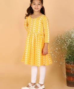 Vastramay Orange Pure Cotton Chikankari Siblings Set